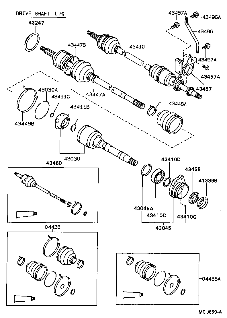 43470-29256 SHAFT ASSY, FRONT DRIVE OUTBOARD JOINT, RH product image