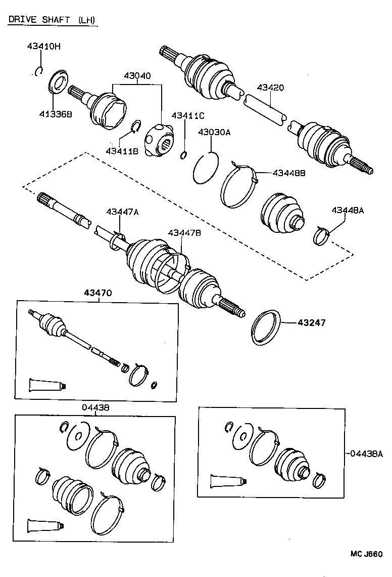 43470-29256 SHAFT ASSY, FRONT DRIVE OUTBOARD JOINT, RH product image