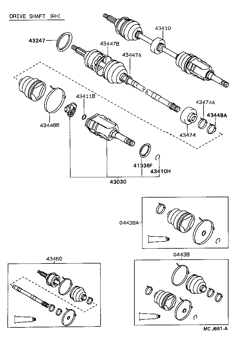 43403-32011 JOINT SET, FRONT AXLE INBOARD, RH product image