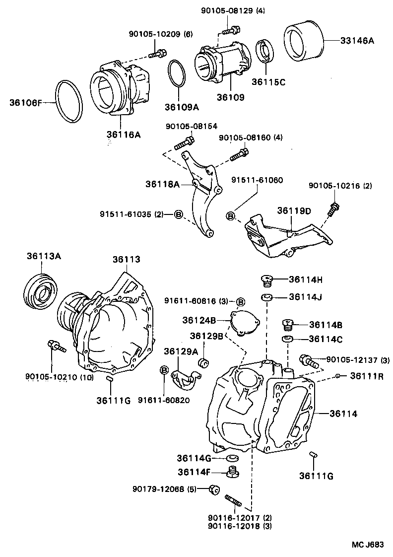 36113-12030 CASE, TRANSFER, RH product image