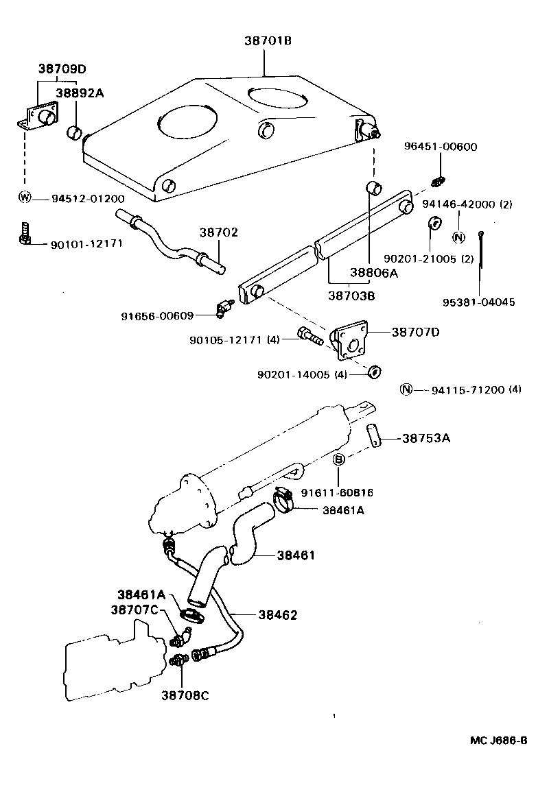 38462-93102 HOSE, POWER OIL PUMP DELIVERY product image