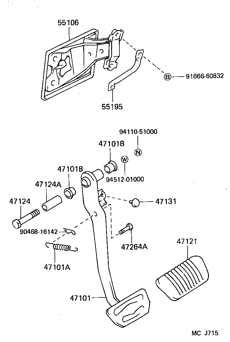 47101-50020 PEDAL SUB-ASSY, BRAKE product image