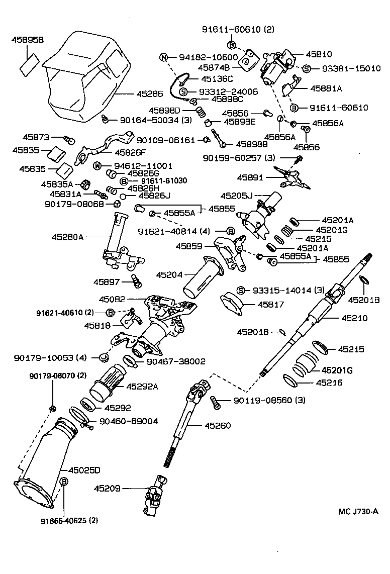 45280-50022 BRACKET ASSY, STEERING COLUMN, UPPER product image