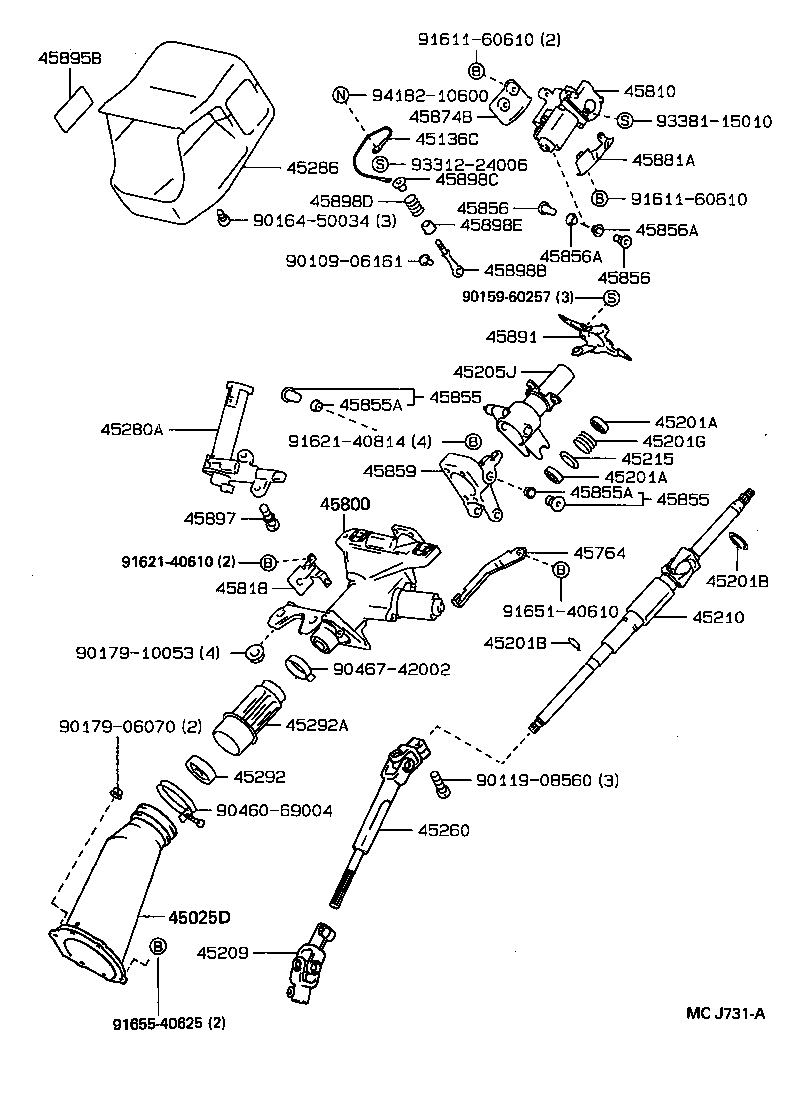 45280-50022 BRACKET ASSY, STEERING COLUMN, UPPER product image