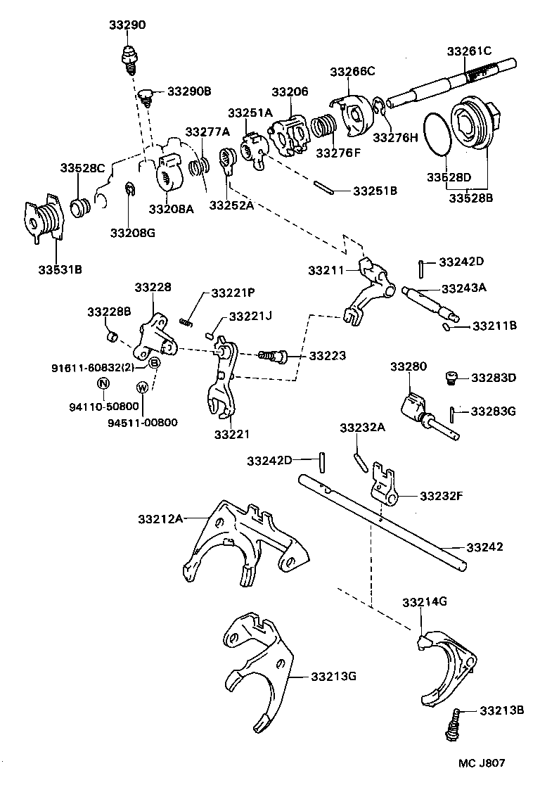 33244-33010 SHAFT, GEAR SHIFT FORK, NO.3 product image