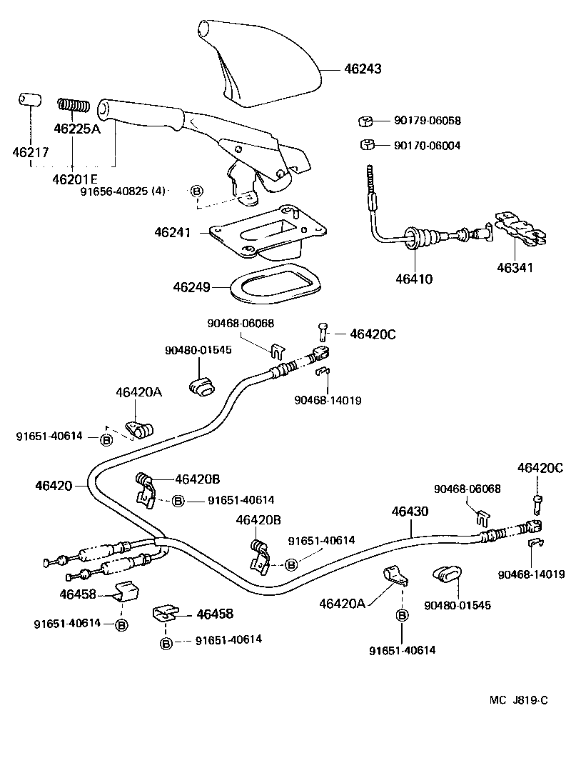 46430-10160 CABLE ASSY, PARKING BRAKE, NO.3 product image