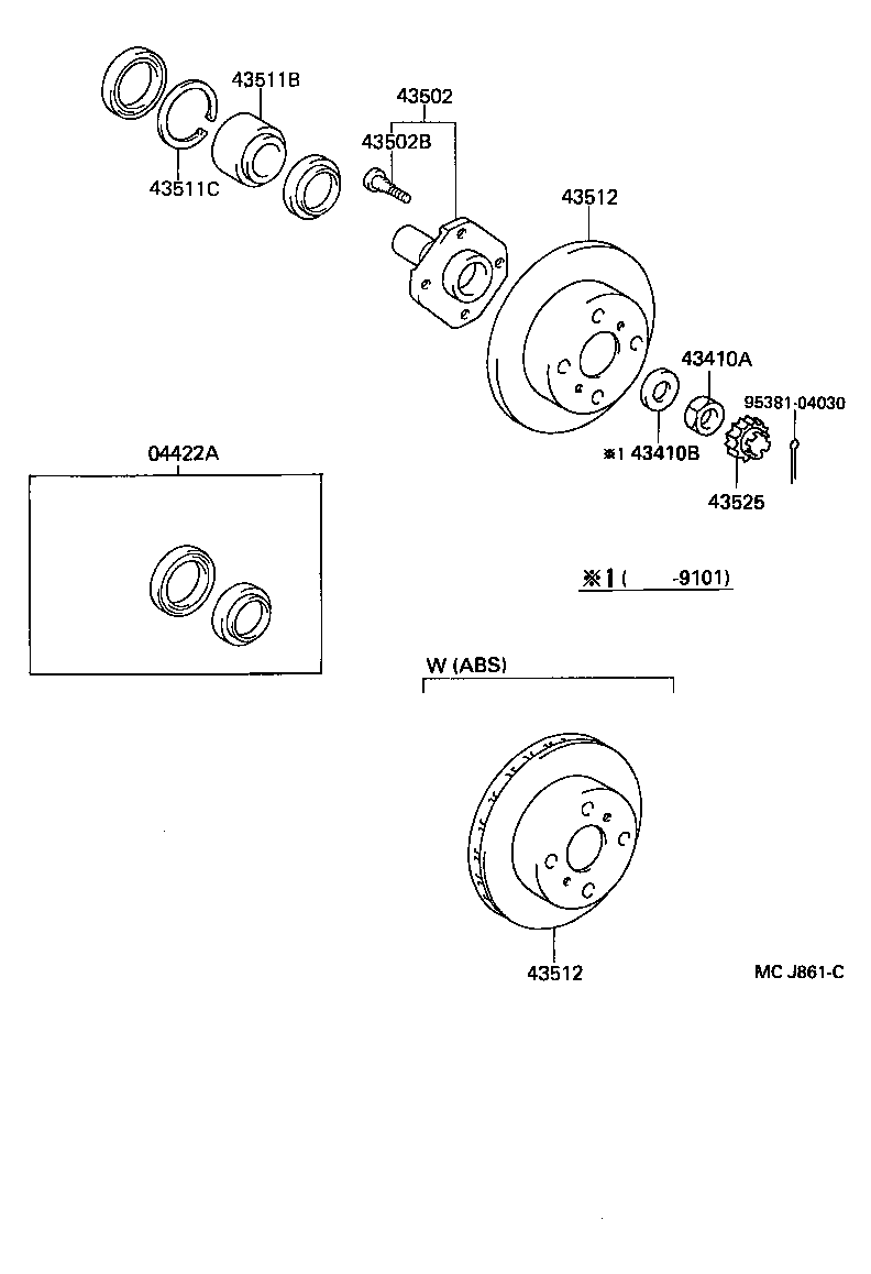 43502-10040 HUB SUB-ASSY, FRONT AXLE product image