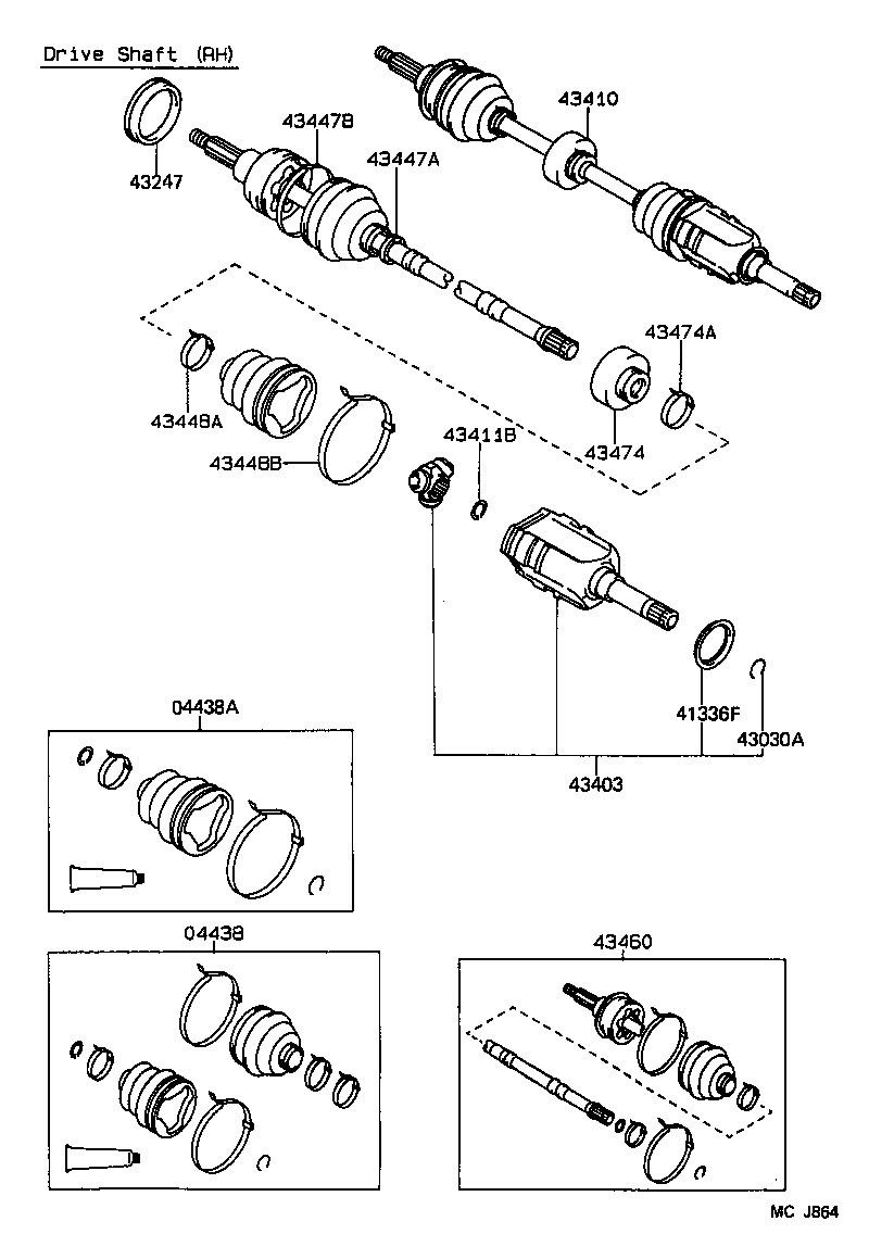 04438-10070 BOOT KIT, FRONT DRIVE SHAFT INBOARD JOINT product image