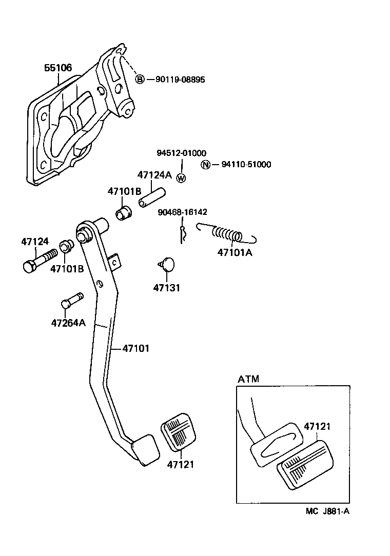 47101-10210 PEDAL SUB-ASSY, BRAKE product image