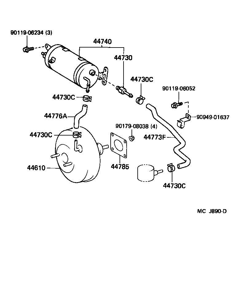 44772-10130 HOSE, CHECK VALVE TO BRAKE BOOSTER product image