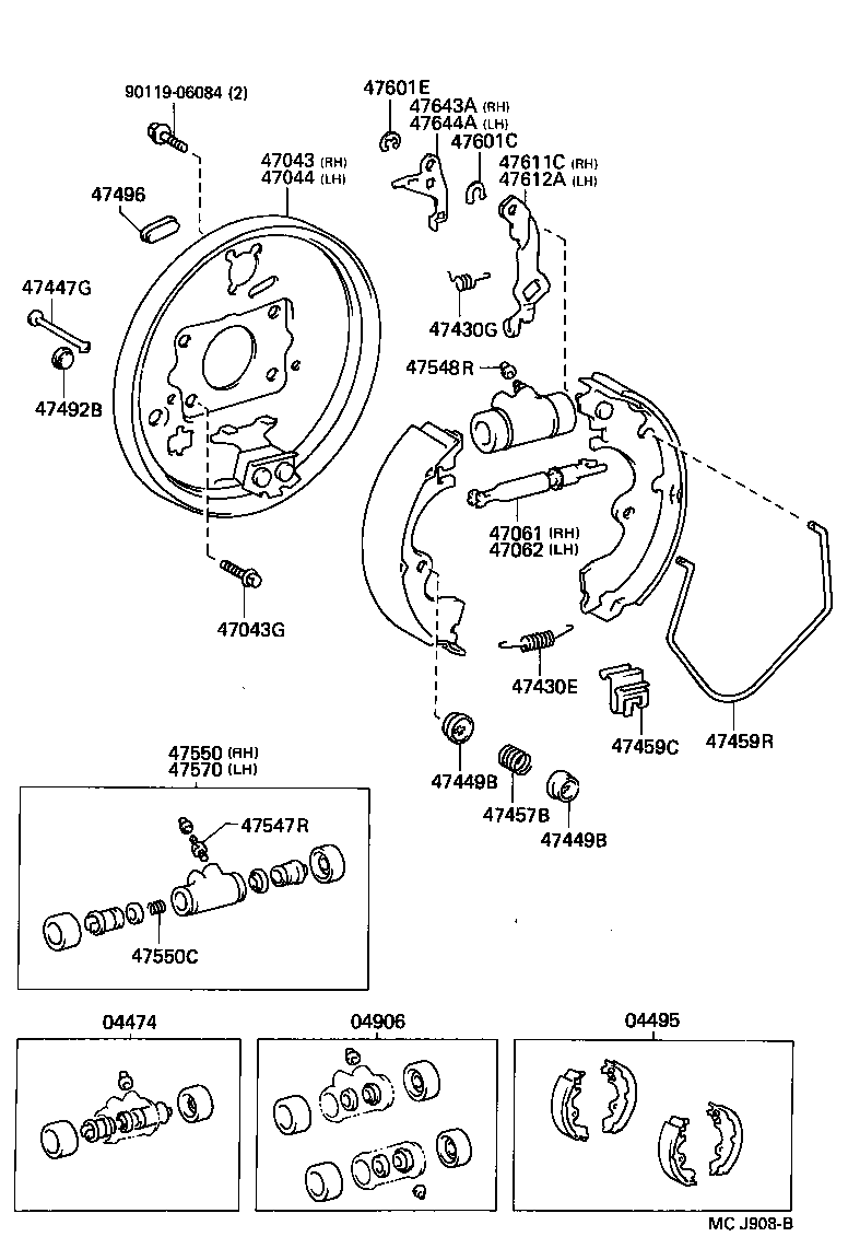 47550-10090 CYLINDER ASSY, REAR WHEEL BRAKE(FOR RH, FRONT OR UPPER) product image