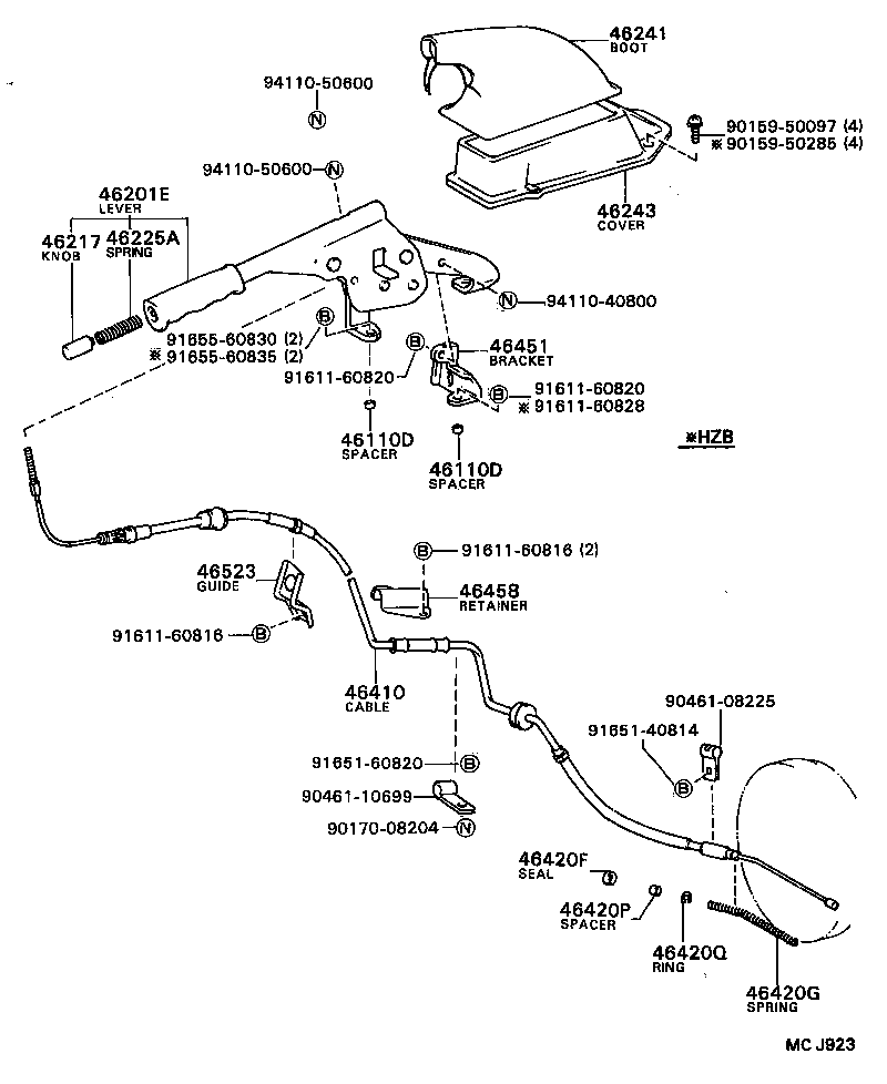 46451-36030 BRACKET, CABLE SUPPORT product image