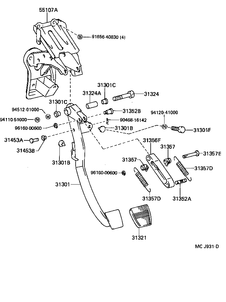 Toyota 31301-28100 PEDAL SUB-ASSY, CLUTCH