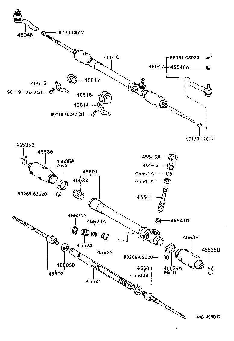 Toyota 45046-19195 END SUB-ASSY, TIE ROD, RH