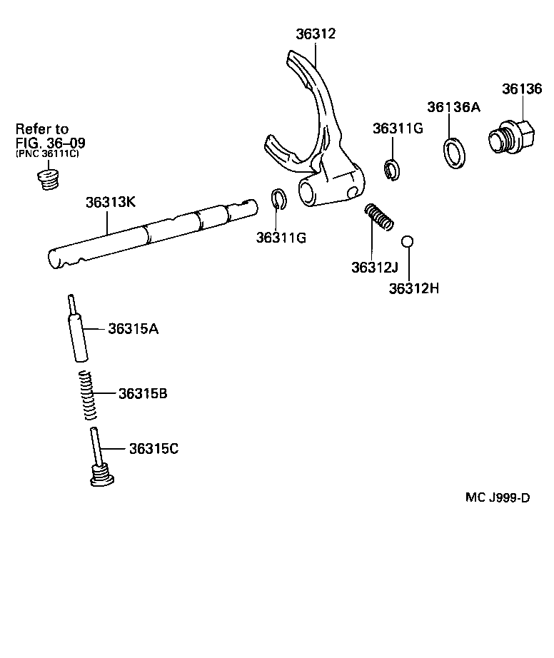 Toyota 36312-28020 FORK, TRANSFER GEAR SHIFT, NO.2