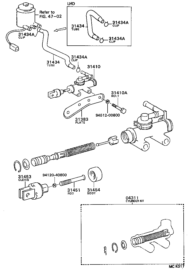 31401-36022 CYLINDER ASSY, CLUTCH MASTER product image