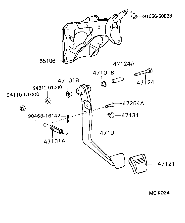 55106-22170 SUPPORT SUB-ASSY, BRAKE PEDAL product image