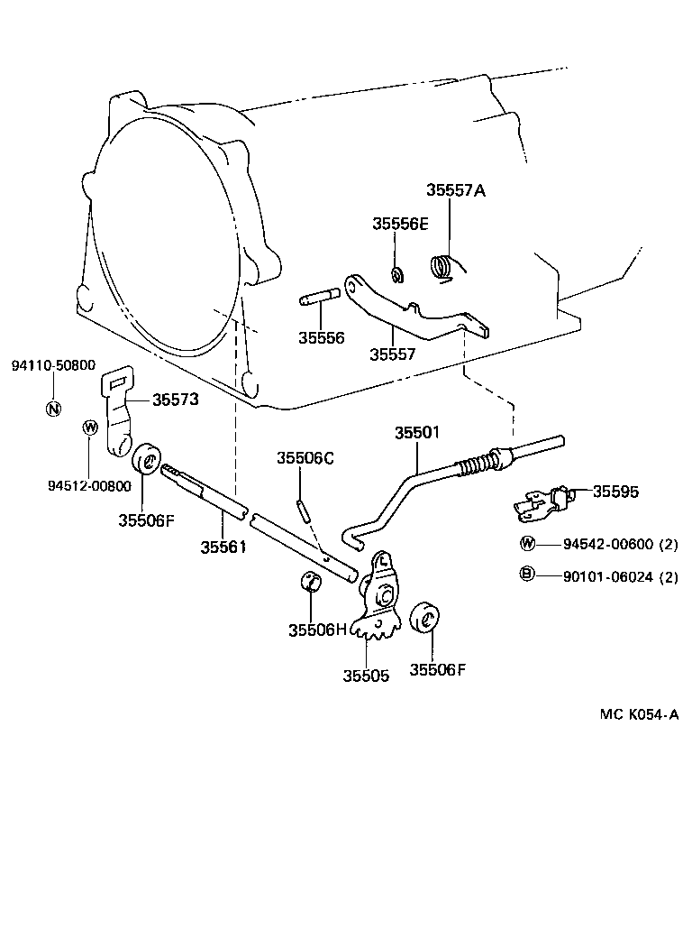 35573-28010 LEVER, TRANSMISSION CONTROL SHAFT, LH product image