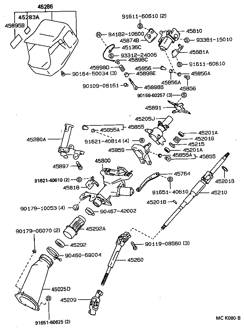 45280-50032 BRACKET ASSY, STEERING COLUMN, UPPER product image