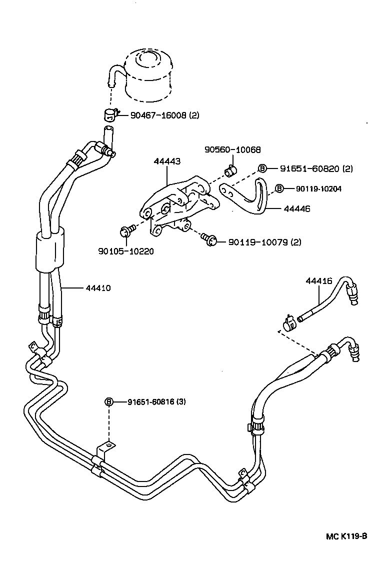 Toyota 44416-60160 TUBE, RETURN(FOR STEERING GEAR OUTLET)