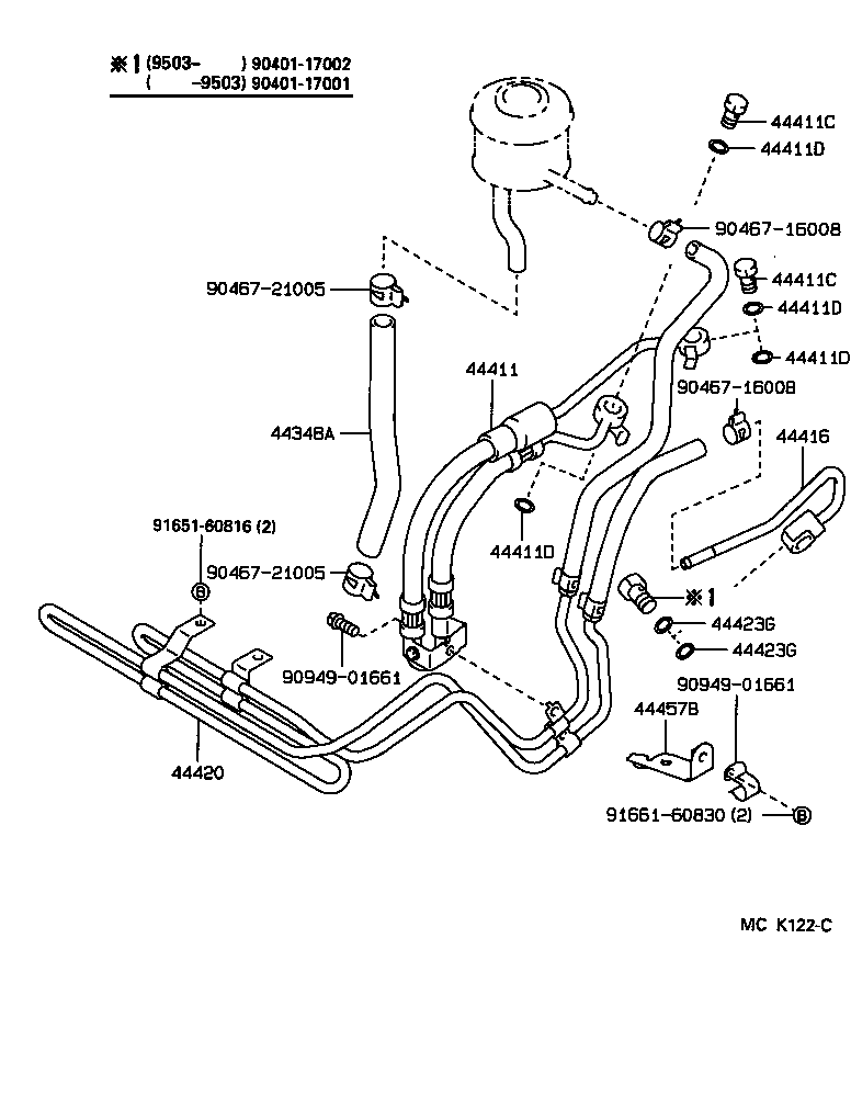 44416-60170 TUBE, RETURN(FOR STEERING GEAR OUTLET) product image