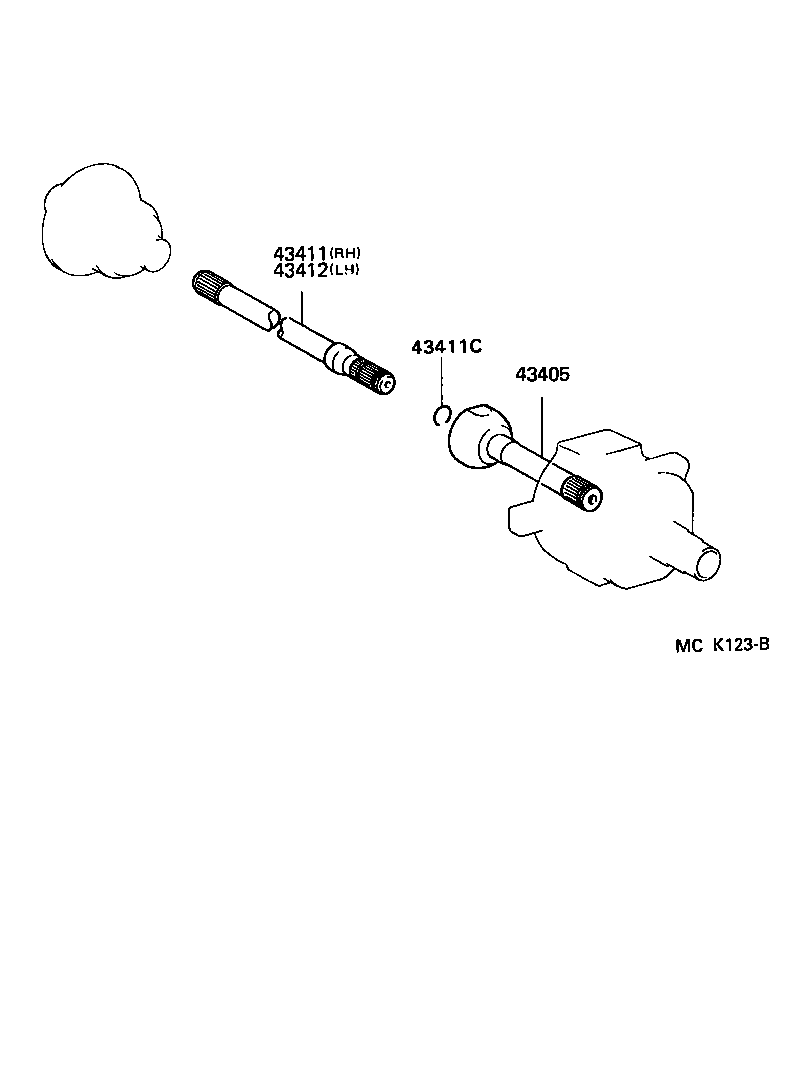 Toyota 43412-60070 SHAFT, FRONT AXLE, INNER LH