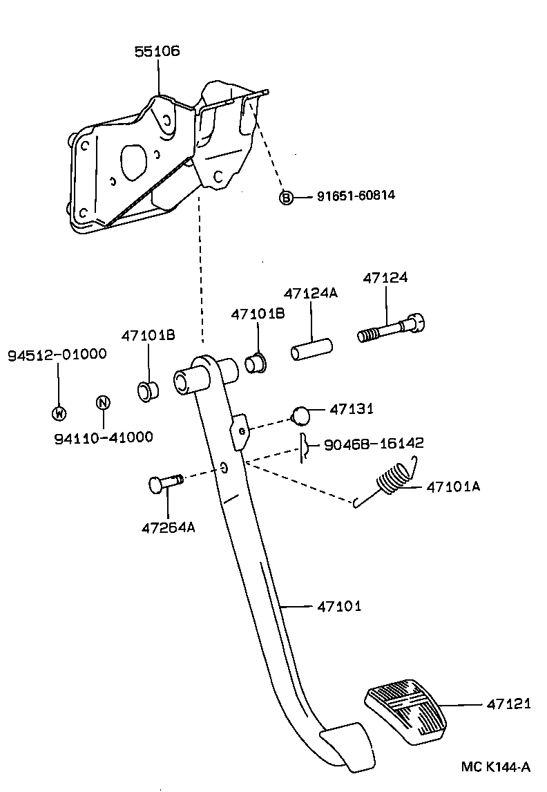 47101-60180 PEDAL SUB-ASSY, BRAKE product image