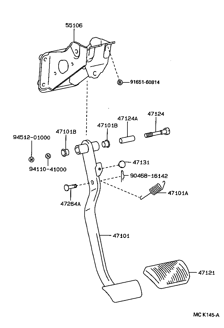 Toyota 91121-51080 SHAFT, BRAKE PEDAL