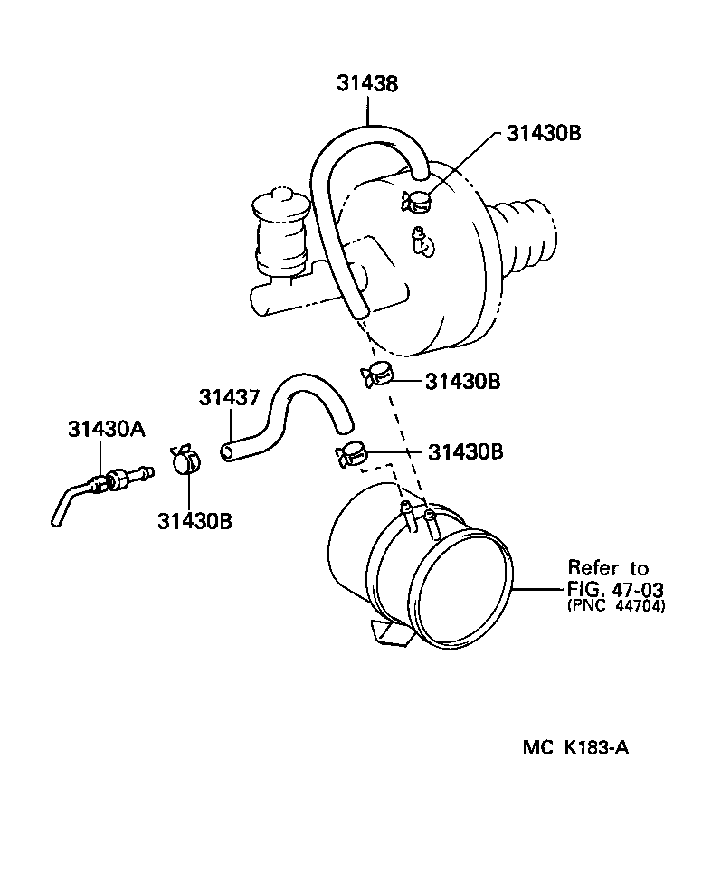 31432-60040 HOSE, NO.1(FOR CLUTCH BOOSTER VACUUM) product image