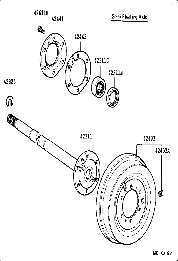 Toyota 42311-60110 SHAFT, REAR AXLE