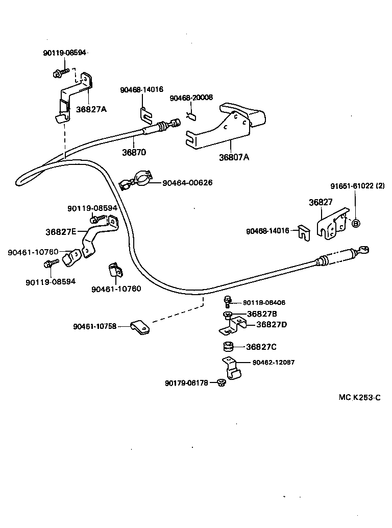 36827-60030 BRACKET, POWER TAKE-OFF CABLE product image