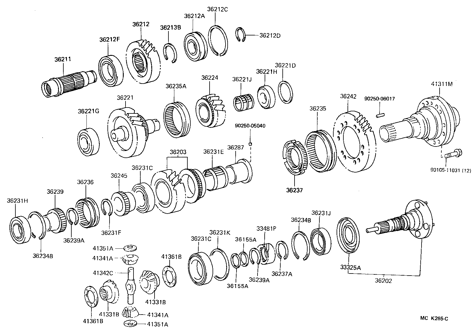 Toyota 36224-60010 GEAR, TRANSFER IDLER LOWER