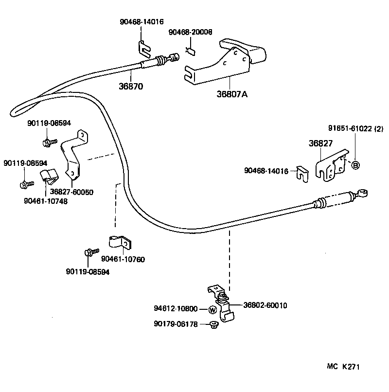 36870-60090 CABLE ASSY, POWER TAKE-OFF product image
