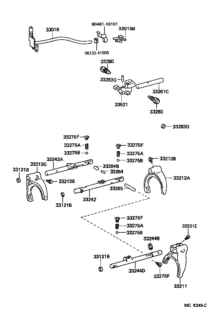 33244-60020 SHAFT, GEAR SHIFT FORK, NO.3 product image