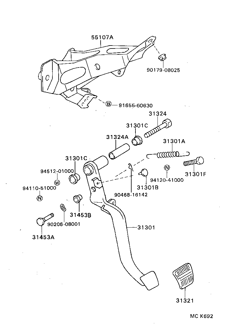 31301-20380 PEDAL SUB-ASSY, CLUTCH product image