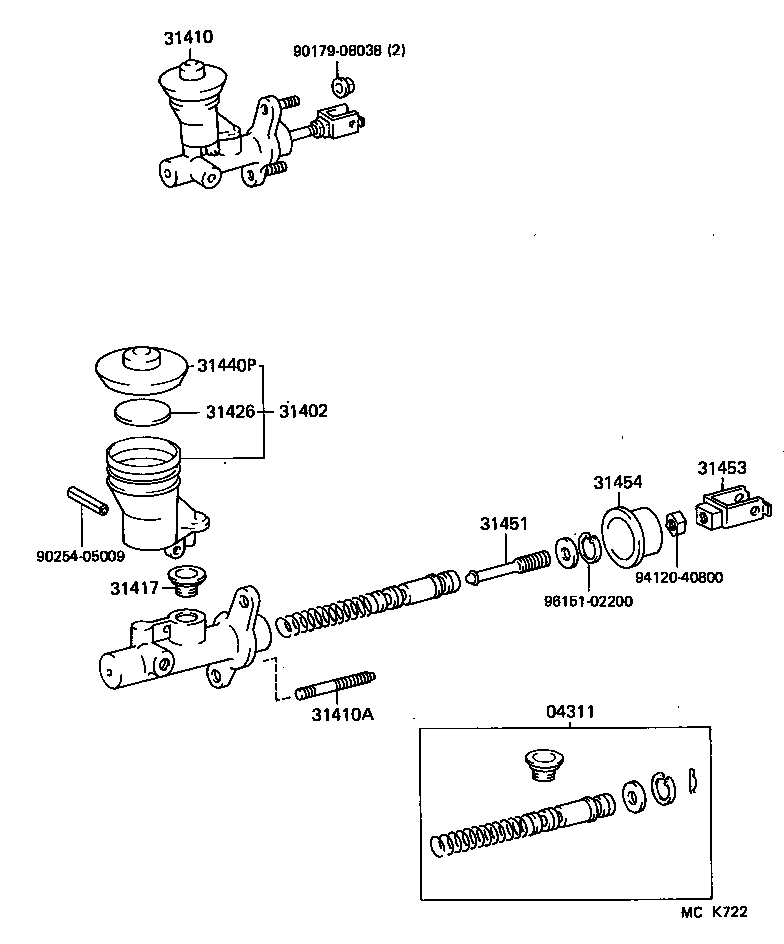 31410-18010 CYLINDER ASSY, CLUTCH MASTER product image