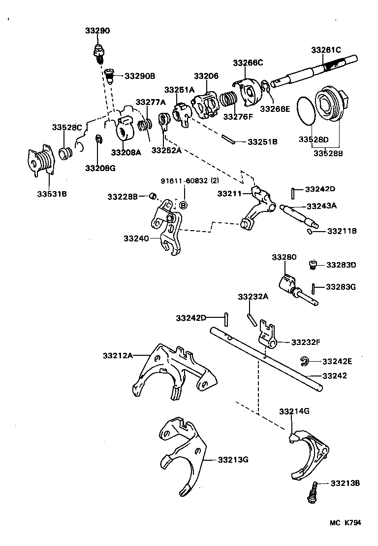 33244-33010 SHAFT, GEAR SHIFT FORK, NO.3 product image