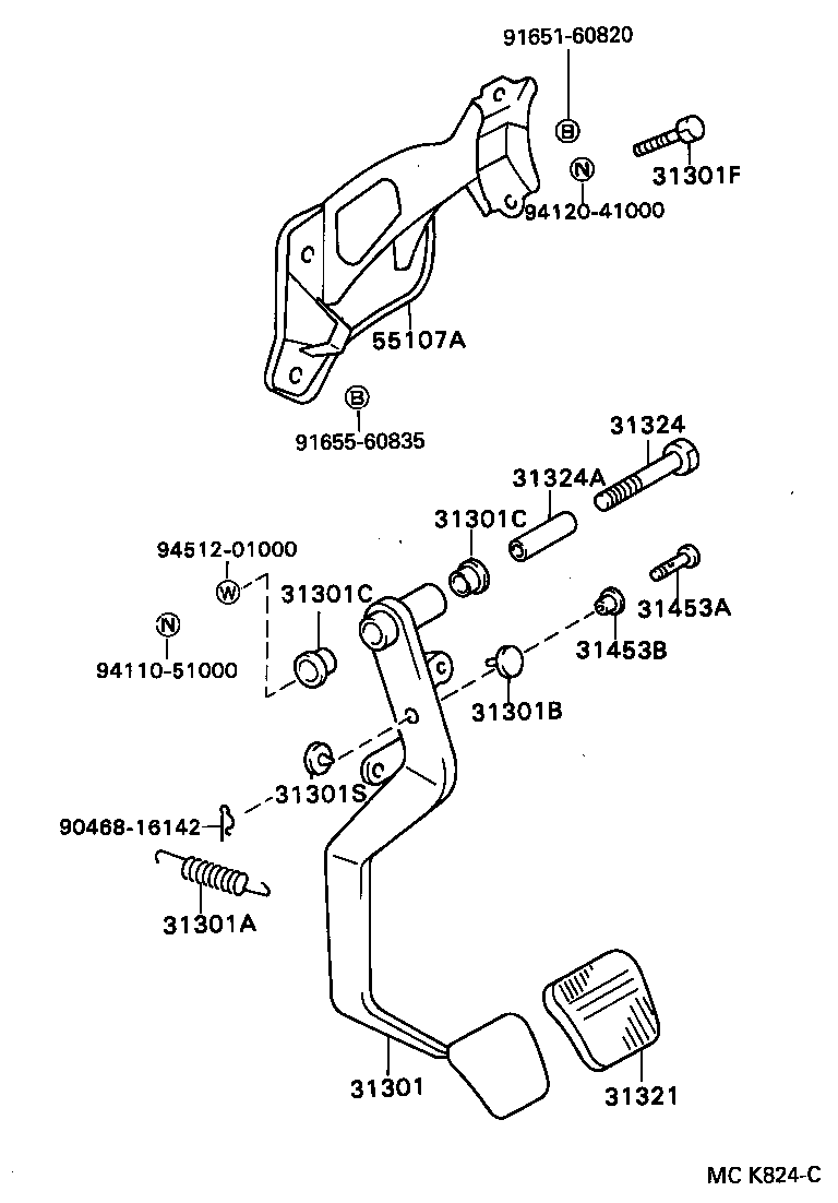 31301-32130 PEDAL SUB-ASSY, CLUTCH product image