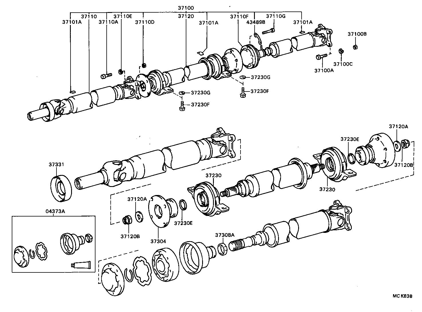 37100-32050 SHAFT ASSY, PROPELLER W/CENTER BEARING product image