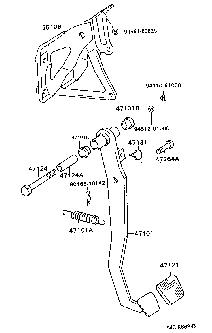 47101-32140 PEDAL SUB-ASSY, BRAKE product image