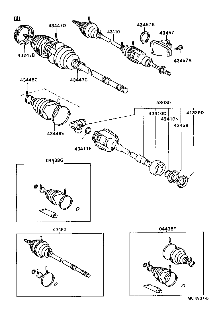 04438-32150 BOOT KIT, FRONT DRIVE SHAFT, IN & OUTBOARD, RH product image