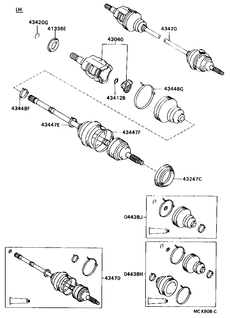 04438-32150 BOOT KIT, FRONT DRIVE SHAFT, IN & OUTBOARD, RH product image
