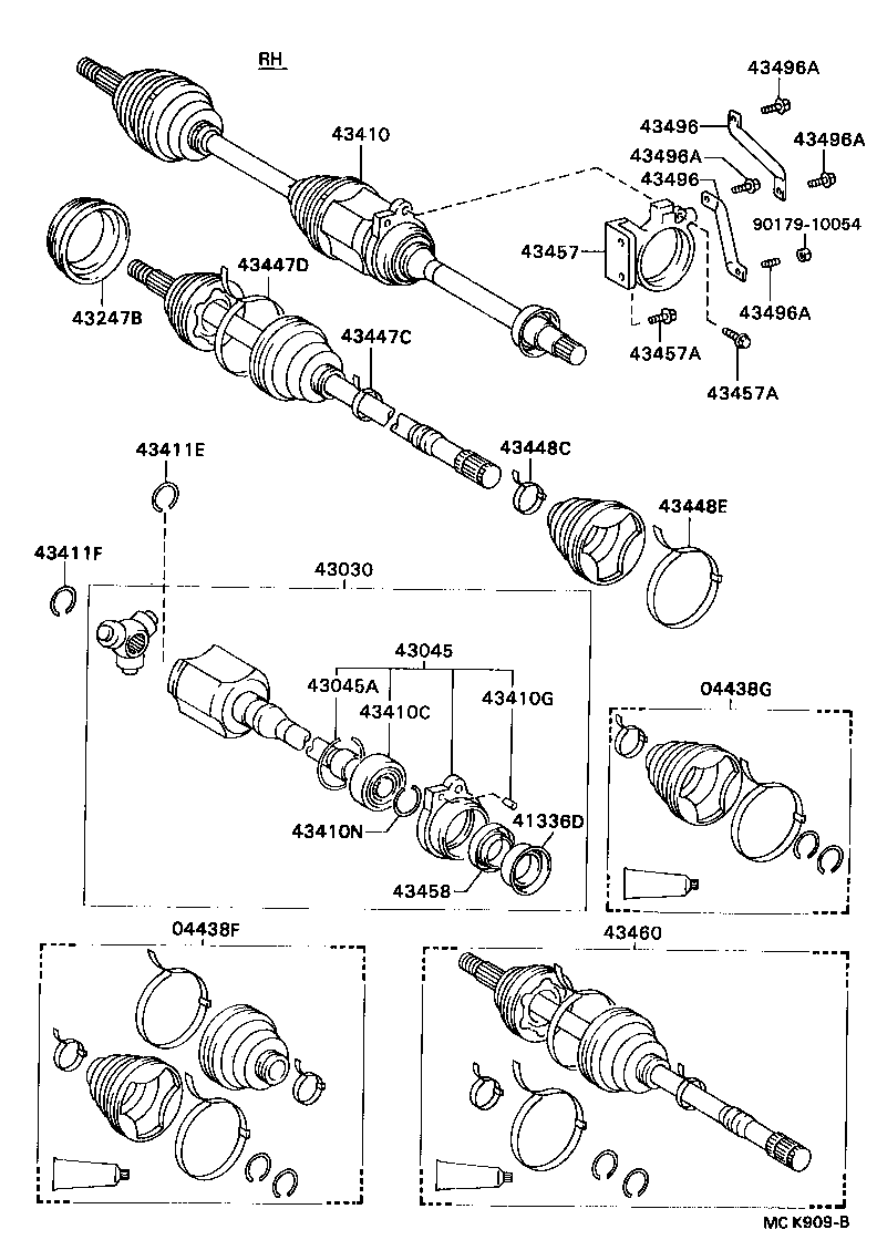 04438-32150 BOOT KIT, FRONT DRIVE SHAFT, IN & OUTBOARD, RH product image