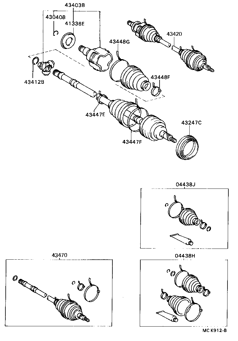 04438-32150 BOOT KIT, FRONT DRIVE SHAFT, IN & OUTBOARD, RH product image