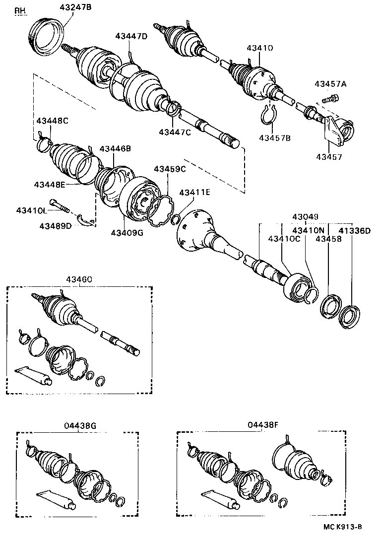 04438-32150 BOOT KIT, FRONT DRIVE SHAFT, IN & OUTBOARD, RH product image