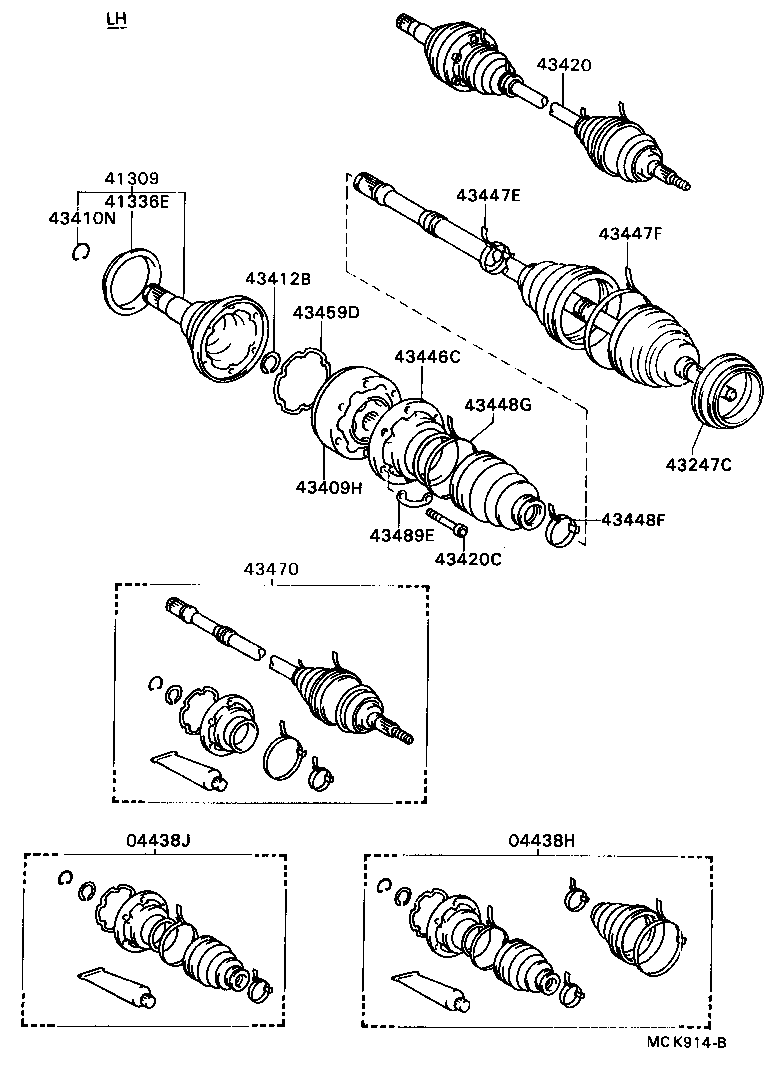 04438-32150 BOOT KIT, FRONT DRIVE SHAFT, IN & OUTBOARD, RH product image