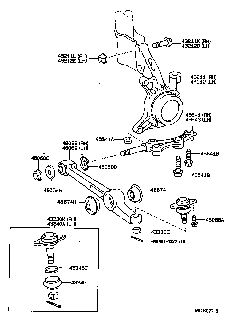 48641-32020 SHAFT, LOWER ARM, RH product image