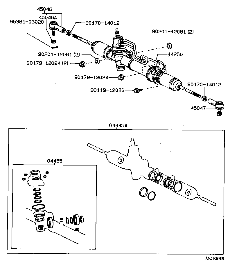 44250-32230 GEAR ASSY, POWER STEERING(FOR RACK & PINION) product image