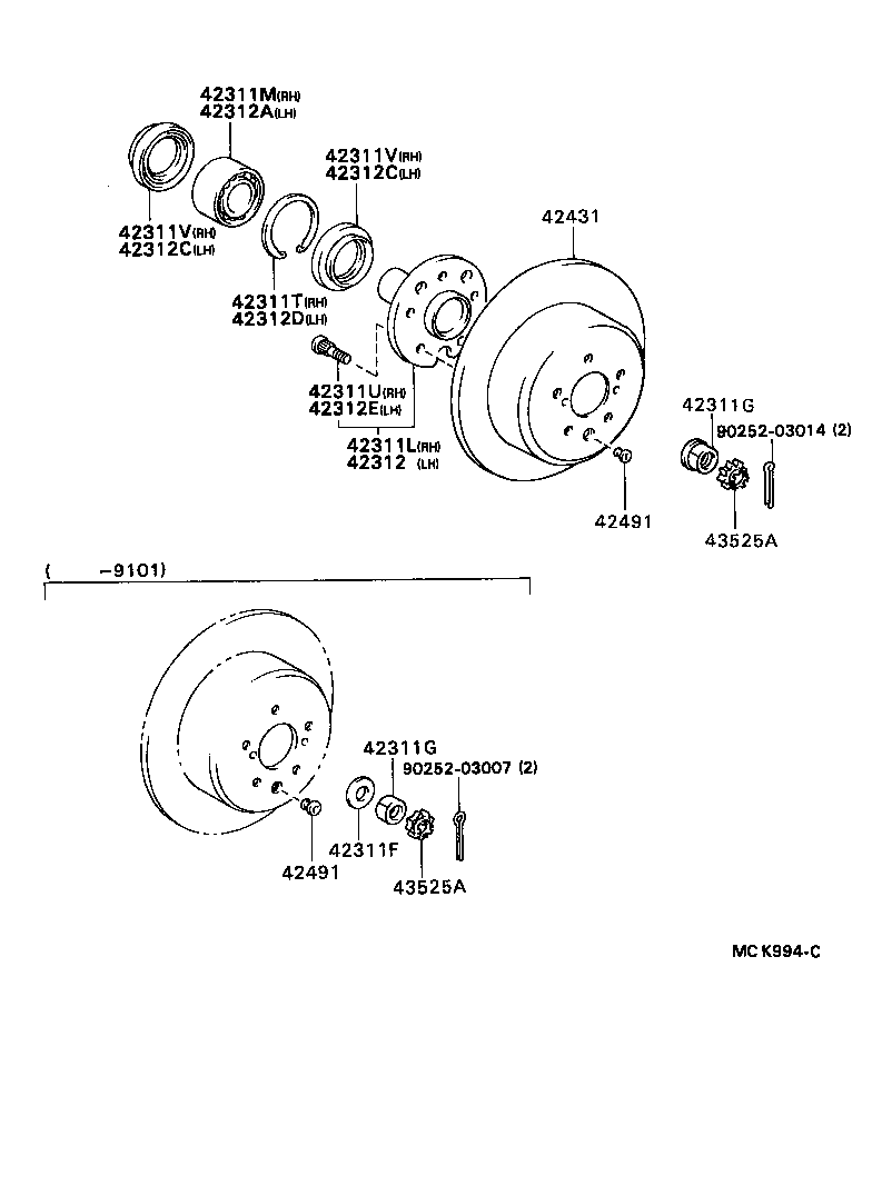 42409-32030 BEARING SUB-ASSY, REAR AXLE, RH product image
