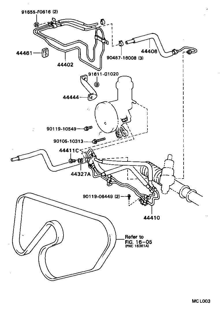 44381-22010 BRACKET, POWER STEERING IDLE PULLEY product image